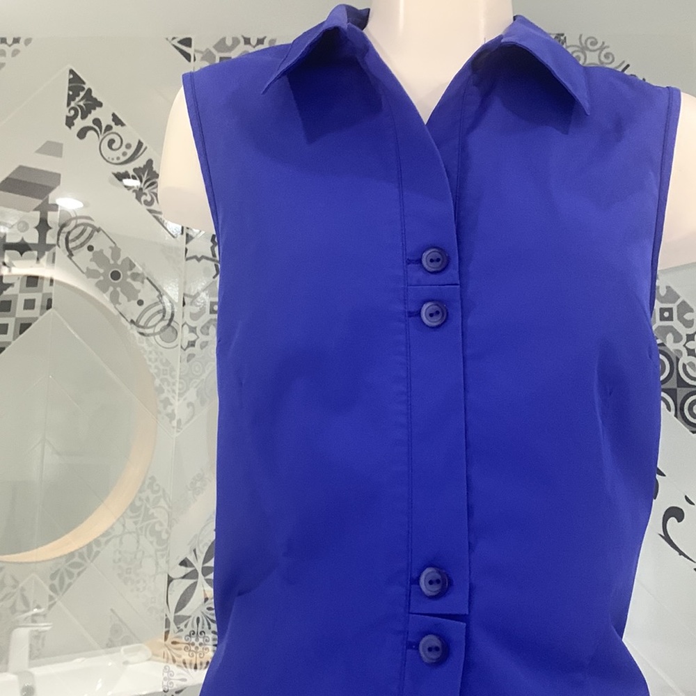 Made in🇧🇬Two Pieces VTG 90’ Royal Blue Cotton Blend Top and Pants Set - Picture 4 of 15